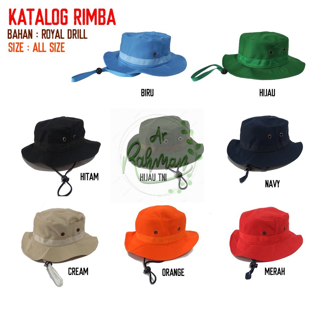 TERBARU Topi Rimba / Bucket Hat / Rimba Hat / Hiking Hat / Topi Hutan / Topi Gunung Bahan Royal drill