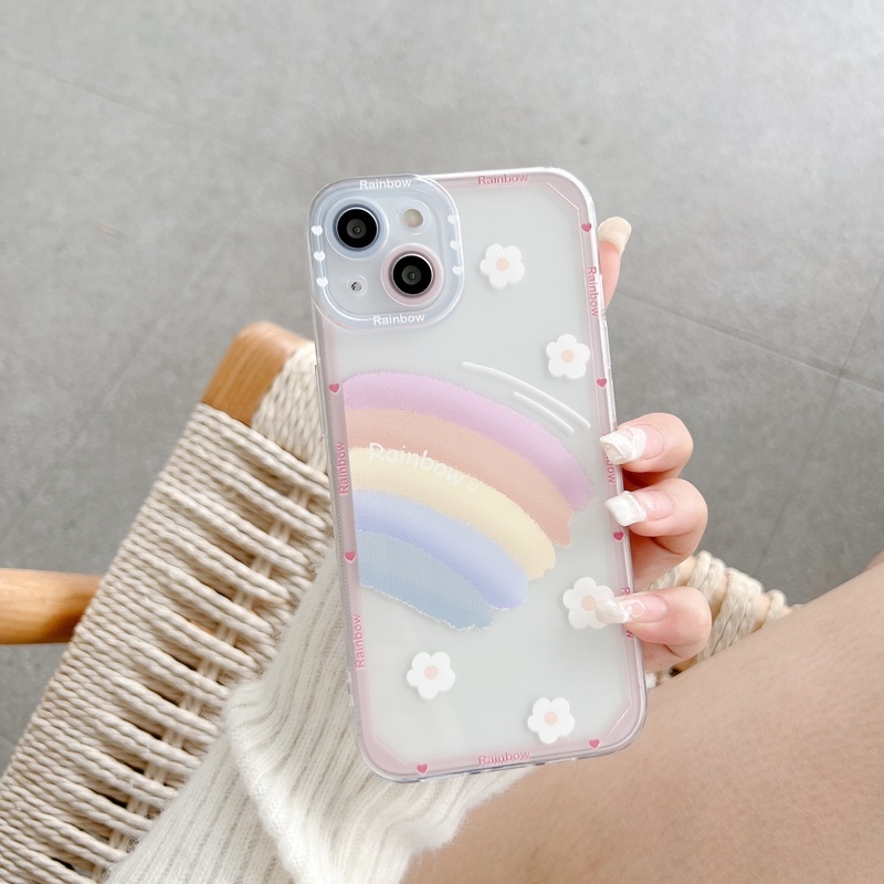 Soft Case TPU Transparan Motif Mata Malaikat Pelangi Untuk iPhone 14 13 12 11 Pro X XS MAX XR SE2020 7 8 Plus