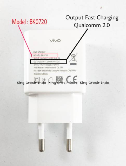 Charger Vivo 2A 9V Fast Charging Micro Original 100% Type V5 V3 V9 BK0720 Travel Charger Casan