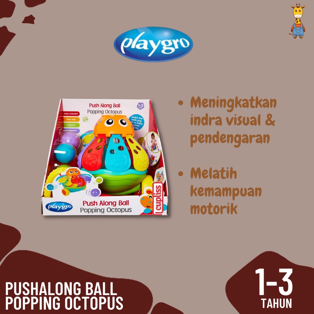 Playgro Pushalong Ball Popping Octopus