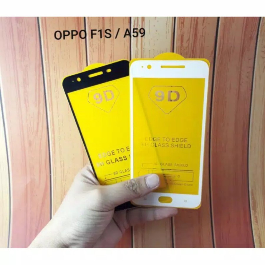 OPPO A39 A59 A57 Tempered Glass Full Lem 9D Full Cover Anti Gores Kaca - White_Cell