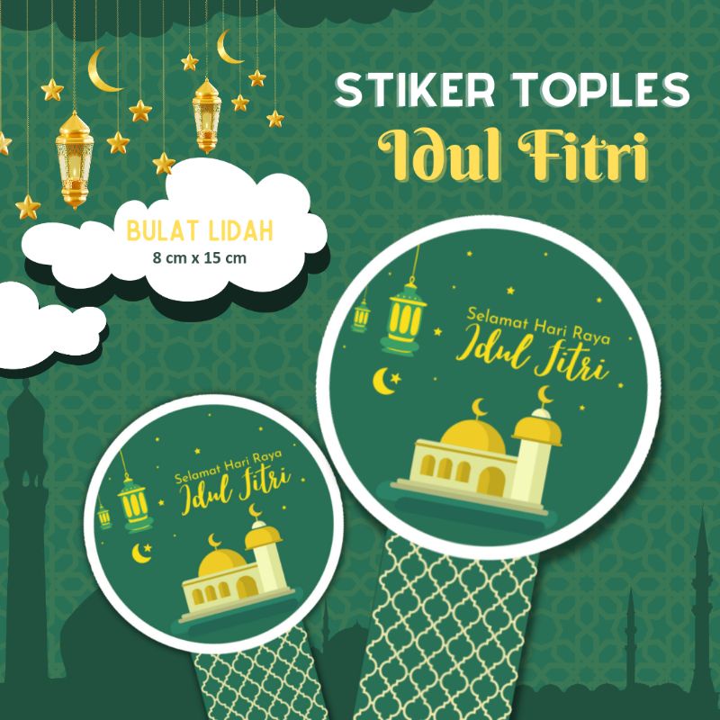 Stiker Segel Toples Lebaran Idul Fitri / Sticker Toples Kue Kering / Stiker Kemasan / Stiker Hampers