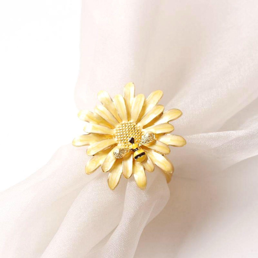 【 ELEGANT 】 Serbet Cincin Dekorasi Pesta Liburan Pernikahan Daisy Spring Serbet Gesper