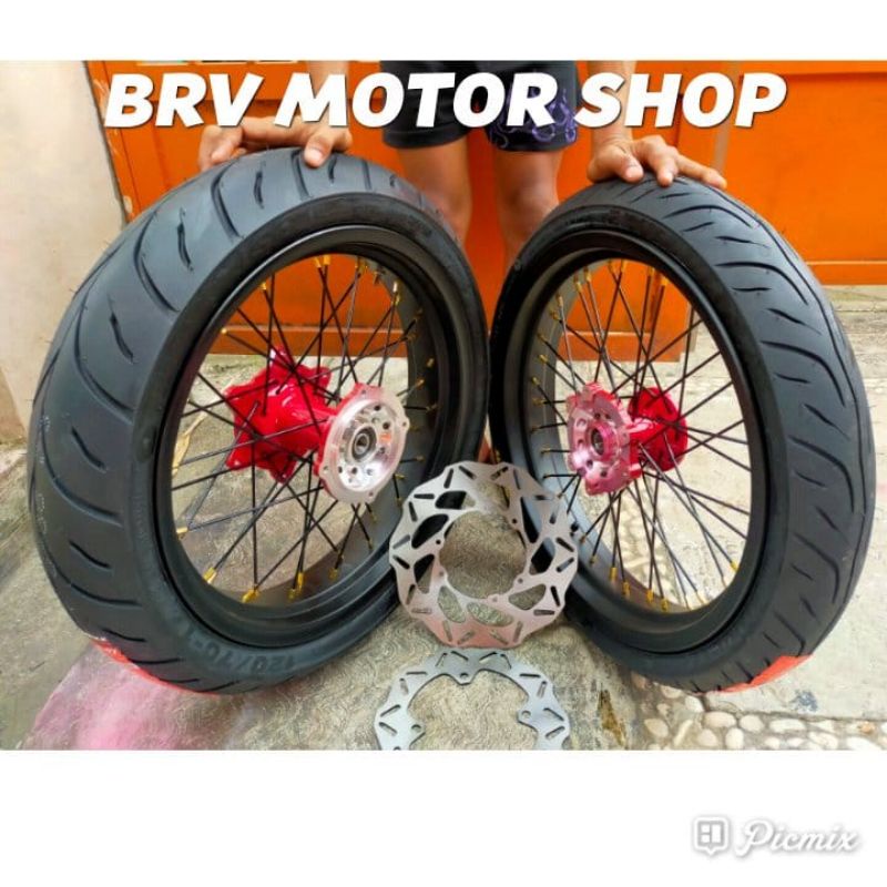 Paket Set Velg SuperMoto Crf150L/ Velg SuperMoto Crf 300-350-17 Dan 250-300-17 Full Set Ban