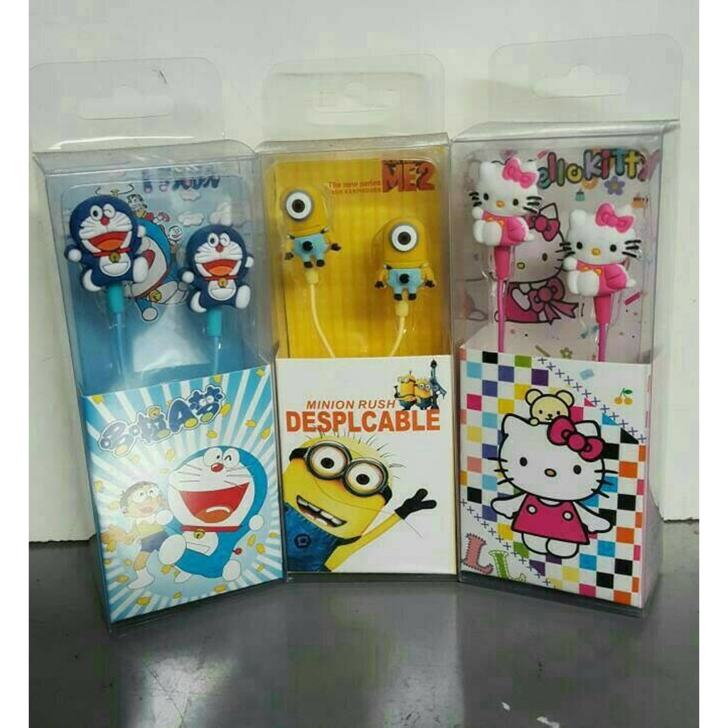 Headset Karakter Doraemon Hello Kitty Minion / Handsfree Karakter / Earphone Karakter Disney