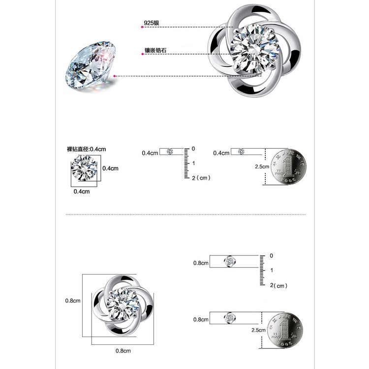 925 sterling silver asli anting-anting wanita fashion perhiasan anting [tidak ada alergi dan tidak memudar]-6