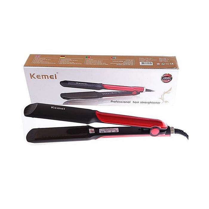 Catokan Rambut Kemei Original KM-531 Profesional Hair Straightener Ionic Red