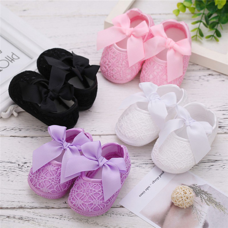 Baby Girl Soft Sole Bowknot Cotton Fabric Print Anti-slip Casual Shoes Toddler