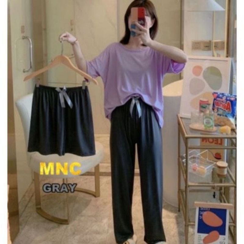 Piyama Cp 3in1 wanita baju tidur import lengan pendek