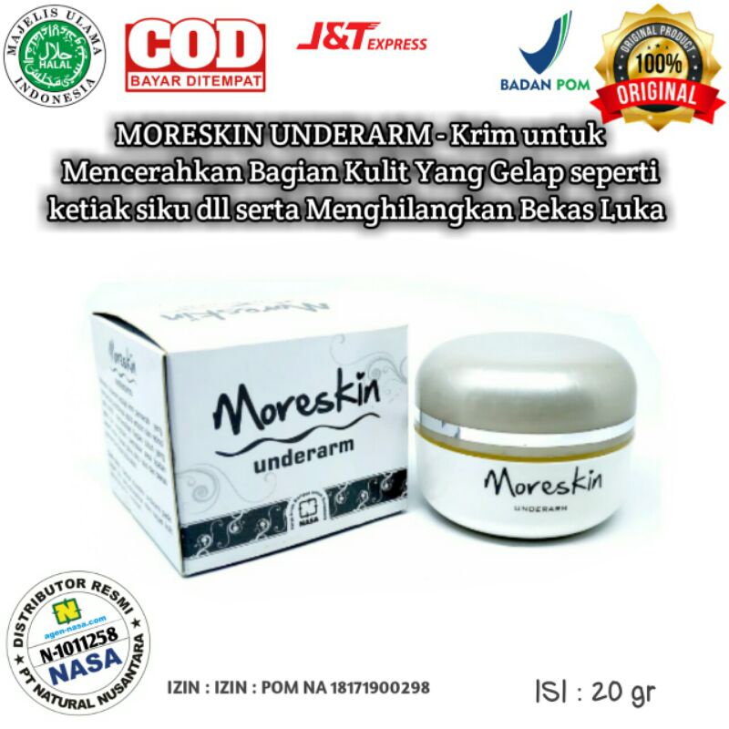 Moreskin underarm NASA pemutih ketiak siku selangkangan koreng bekas luka strechmach