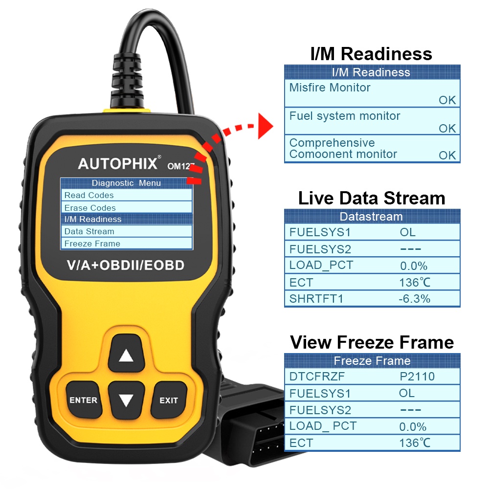 AUTOPHIX OM127 JOBD/OBDII/EOBD Obd2 Scanner Car Scanner Odb2 Car Diagnostic Tool Obd Car Diagnostic Scanner Automotive Scanner