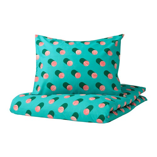 GRACIOS Sarung quilt 150x200 cm dan sarung bantal berdot merah muda toska