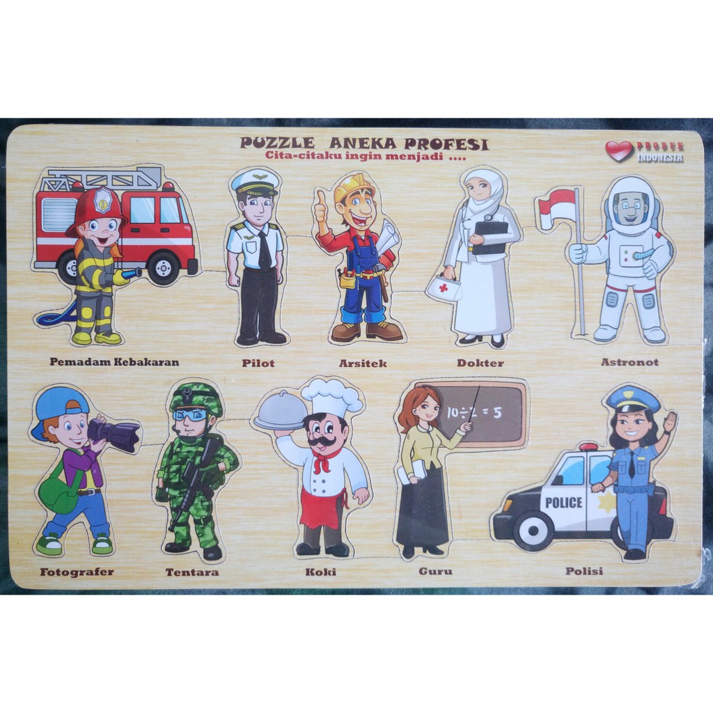 Puzzle Profesi Mainan Edukasi Montessori Puzzel Fuzzel Puzle Puzel Shopee Indonesia