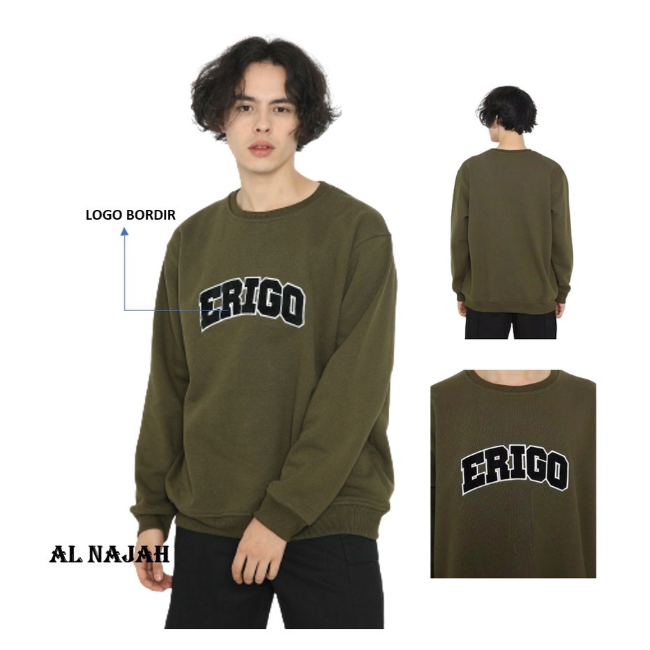 sasuke.id - CREWNECK ASLI BORDIR / Sweatshirt Zuka Olive / HOODIE SWEATER PRIA WANITA UNISEX M L XL XXL