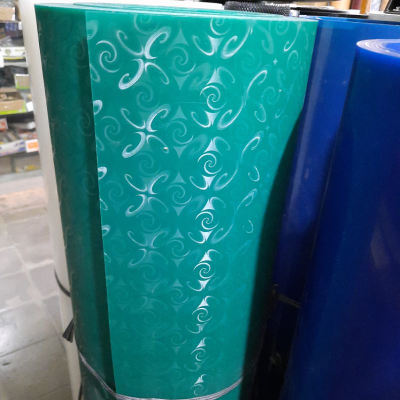 fiber plastik plat penutup pagar tebal 0,7mm lebar tinggi 1meter batik hijau