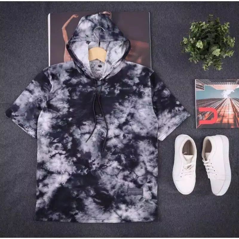 kaos hoodie lengan pendek pria wanita