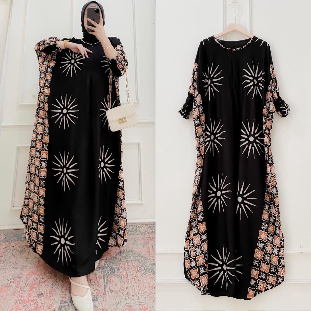 DASTER KAFTAN JUMBO LD 160 CM DASTER ARAB KELELAWAR LENGAN PANJANG PB 138 TIEDYE CAP BUSUI-24 kaftan cap