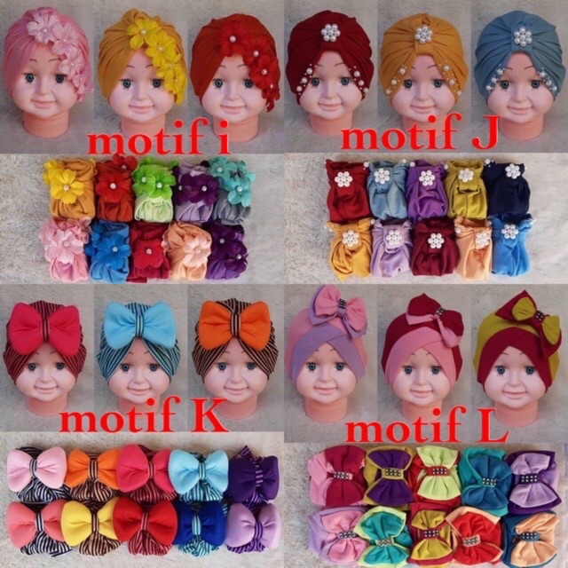 TURBAN ANAK / TURBAN BAYI PITA / TURBAN BABY MUTIARA / TOPI TURBAN BAYI / TURBAN ELMO / CIPUT BAYI