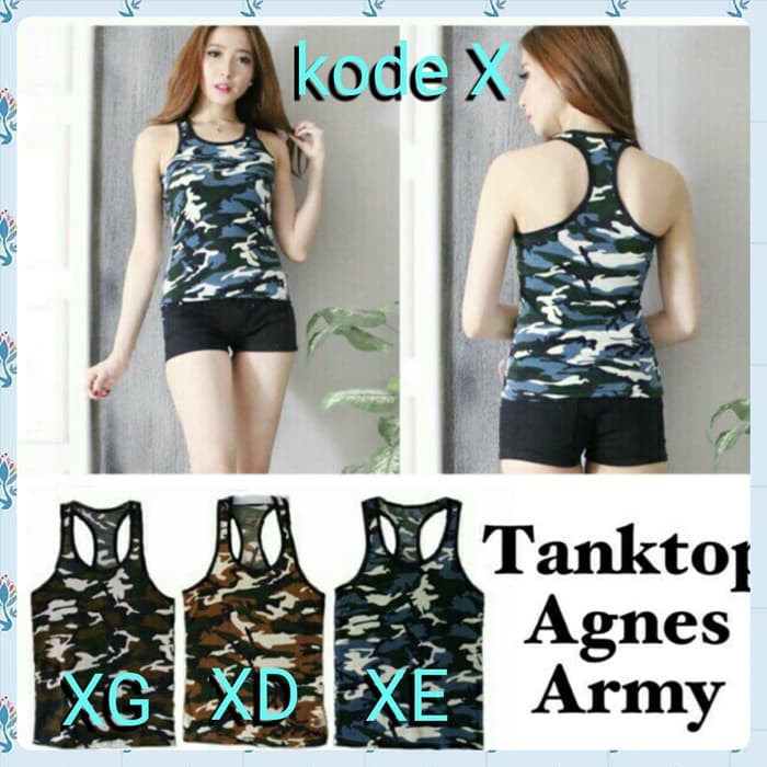 Bra Kemben - Tank Top - Tank Top Polos Tenk Top Army Wanita Tali Besar / Teng Top Cewek - Army D