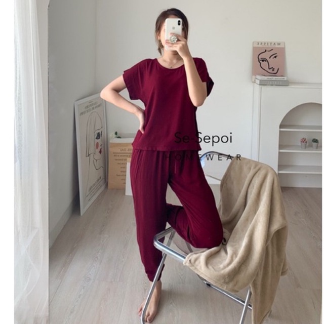 CLOUDY Set Rayon Crinkle Sesepoi / Jogger Pants Set / Piyama Set / Loungewear / Baju muslim