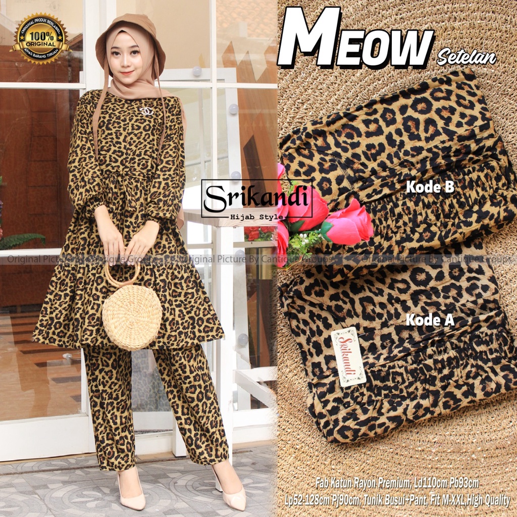 MIDI SETELAN BY SRIKANDI SETELAN WANITA CASUAL MOTIF MACAN SETELAN TUNIK PANTS JUMBO KATUN RAYON PRE