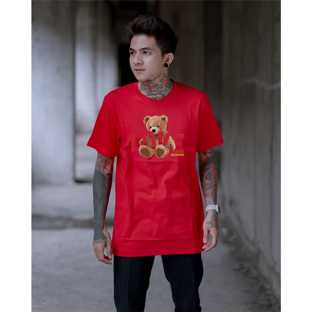 BRIGO Kaos Lengan Pendek Bear Love || Kaos Katun Combed M-XL || Kaos Distro BRIGO Beruang Love