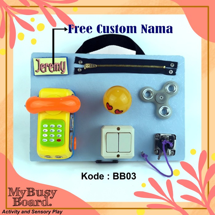 Mainan Edukasi Busy Board Kode 03 Sensori Motorik Anak Bayi Laki Laki Perempuan Montessori Balita