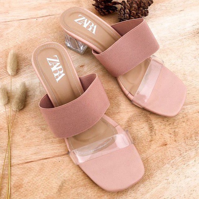 sandal wanita high heels kaca 5cm zara kr b2
