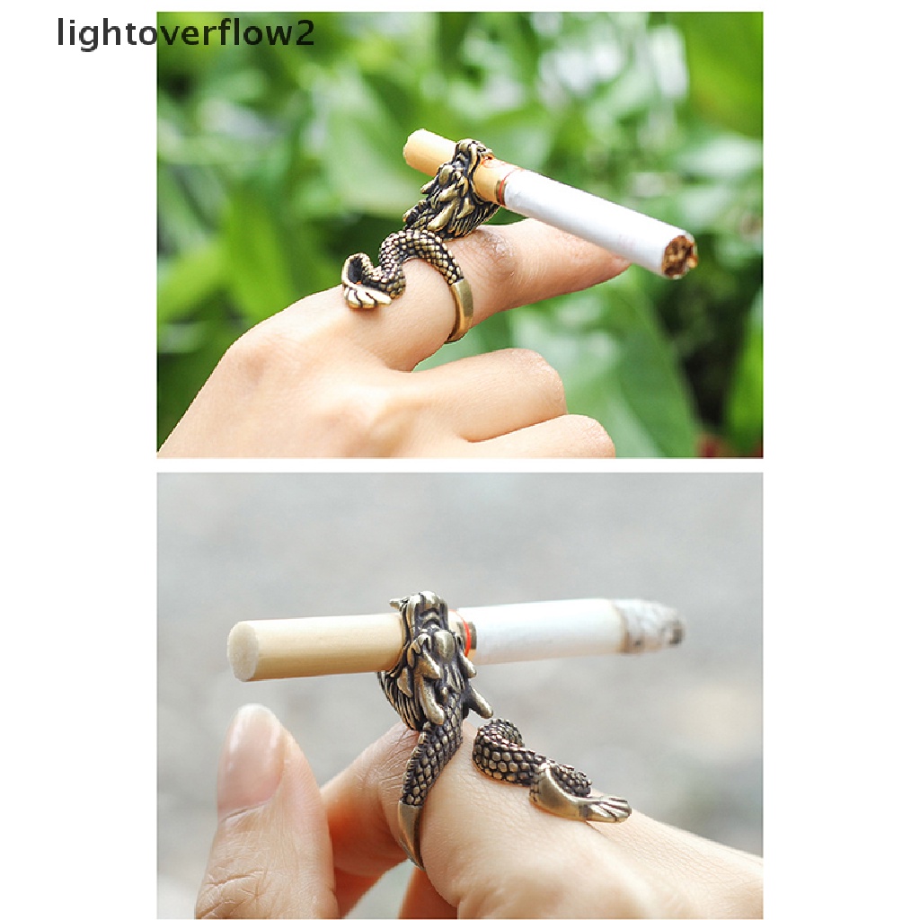 (lightoverflow2) Cincin Holder Rokok Adjustable Desain Naga Gaya Retro