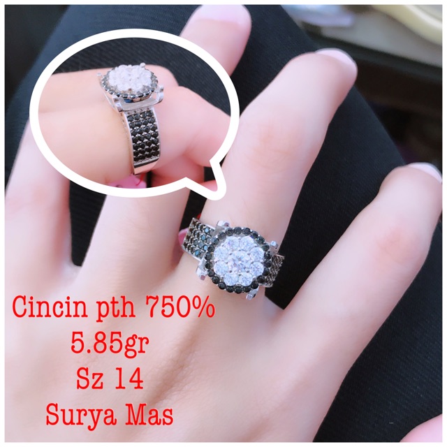 Cincin emas putih 750%