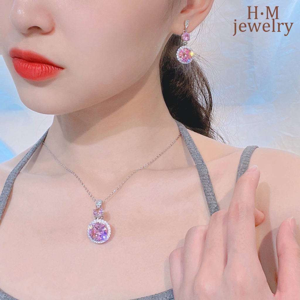 Set Kalung Rantaianting Tusuk Bentuk Bunga Sakura Hias Zircon AAA Untuk Wanita