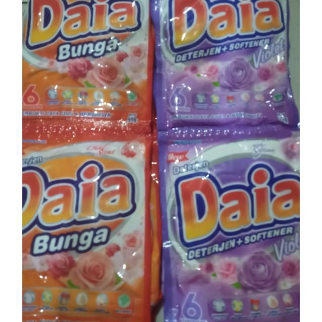 Daia detergen+softener 55gram isi 6/renteng