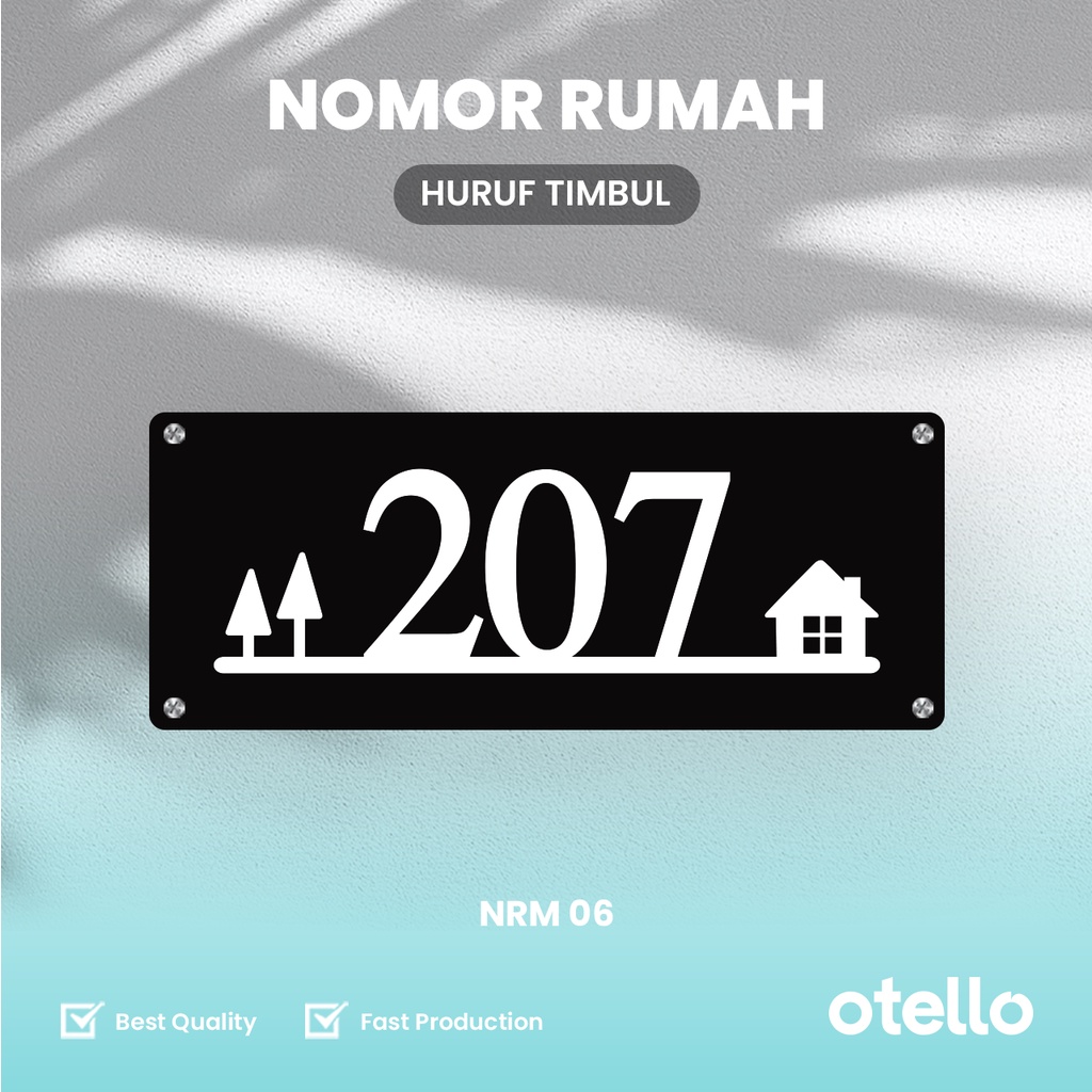 Nomor Rumah Acrylic Timbul Custom Papan Alamat Rumah Otello NRM 06 Hiasan Address Minimalist