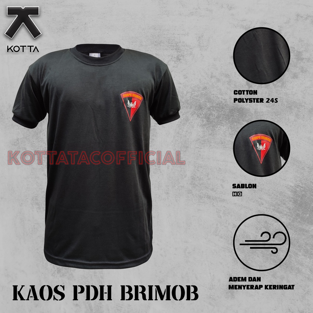 KAOS BRIMOB HITAM - KAOS PDH BRIMOB - KAOS DALAMAN BRIMOB - KAOS BRIMOB