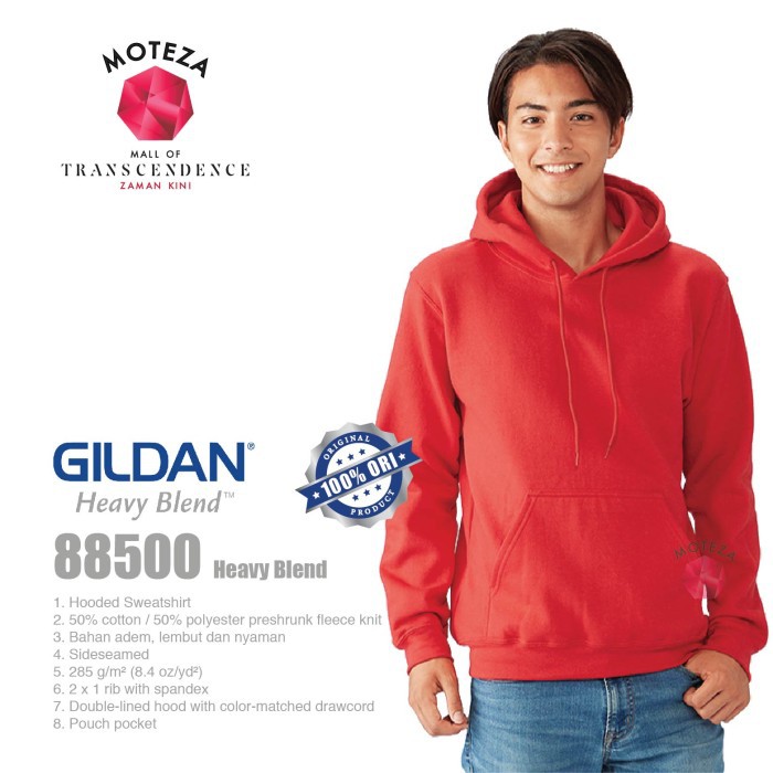 Moteza Jaket Sweater Hoodie Polos Original - GILDAN Heavy Blend 88500 - WARNA