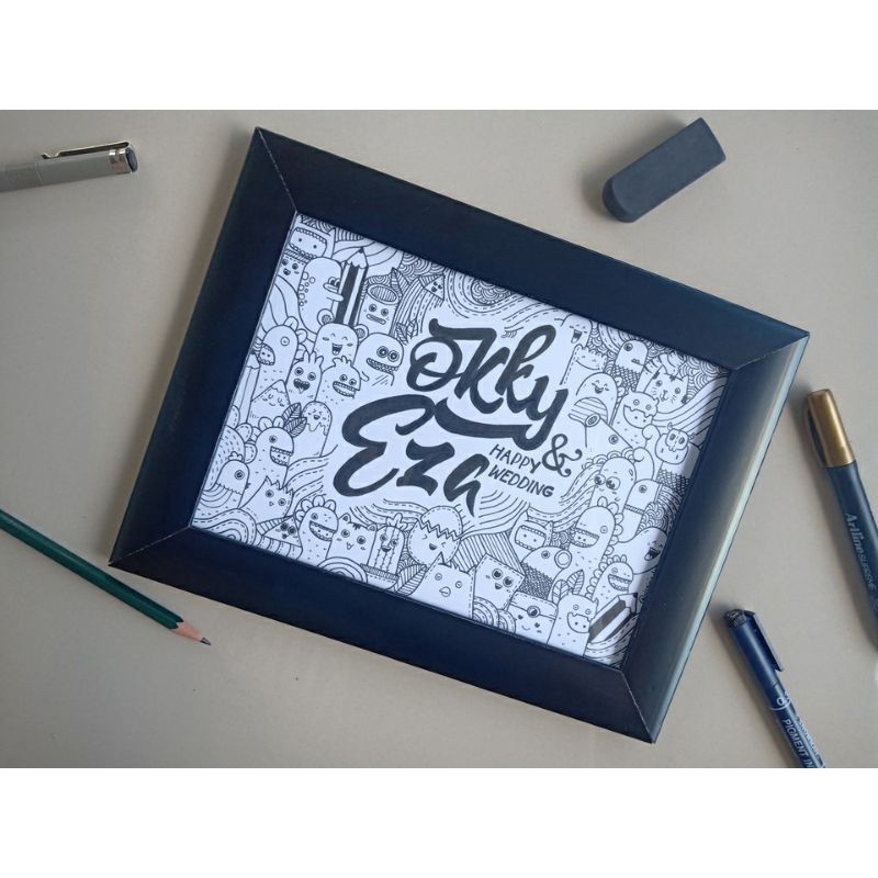 DOODLE ART HADIAH UUCAPAN ULANG TAHUN UCAPAN WISUDA NAMA BAYI HIASAN DINDING