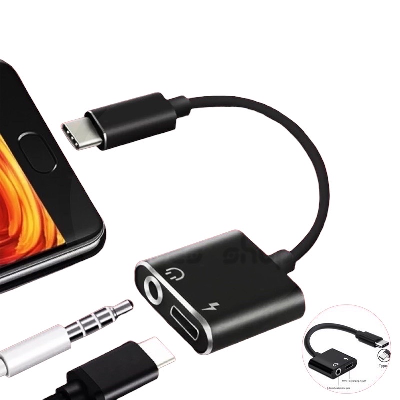 SPILITER KABEL SAMBUNGAN AUDIO QTOP MURAH TYPE C TO TYPE C & JACK AUDIO 3.5MM