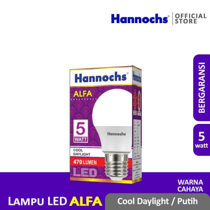 Lampu LED Hemat Energi Hannochs Alfa 5 Watt Putih Cool Daylight