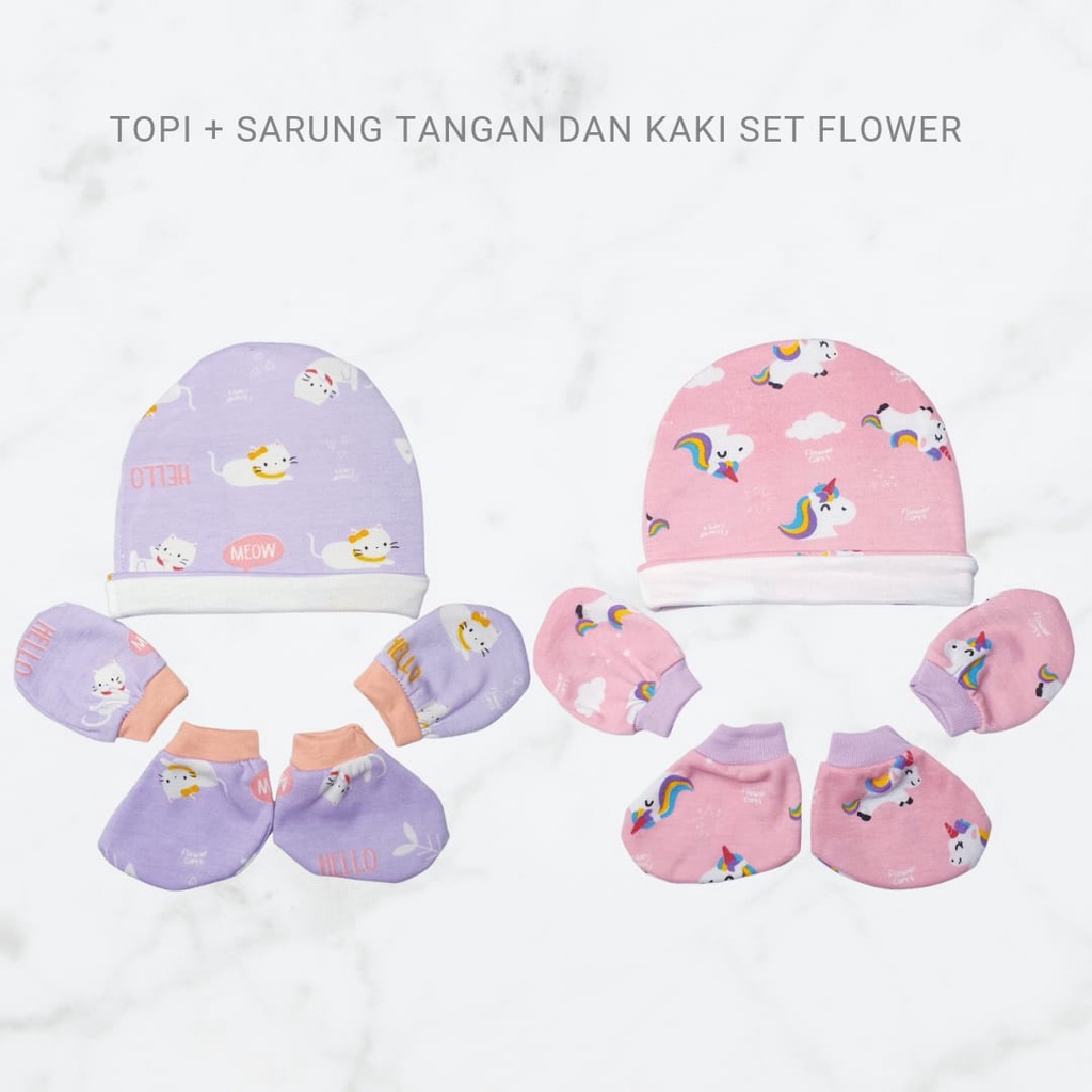 Topi SARUNG TANGAN DAN KAKI SET Flower