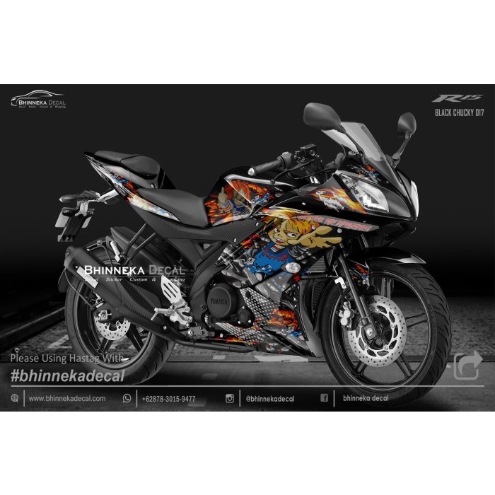 DECAL STIKER YAMAHA R15 V2 DESAIN BLACK CHUCKY-002