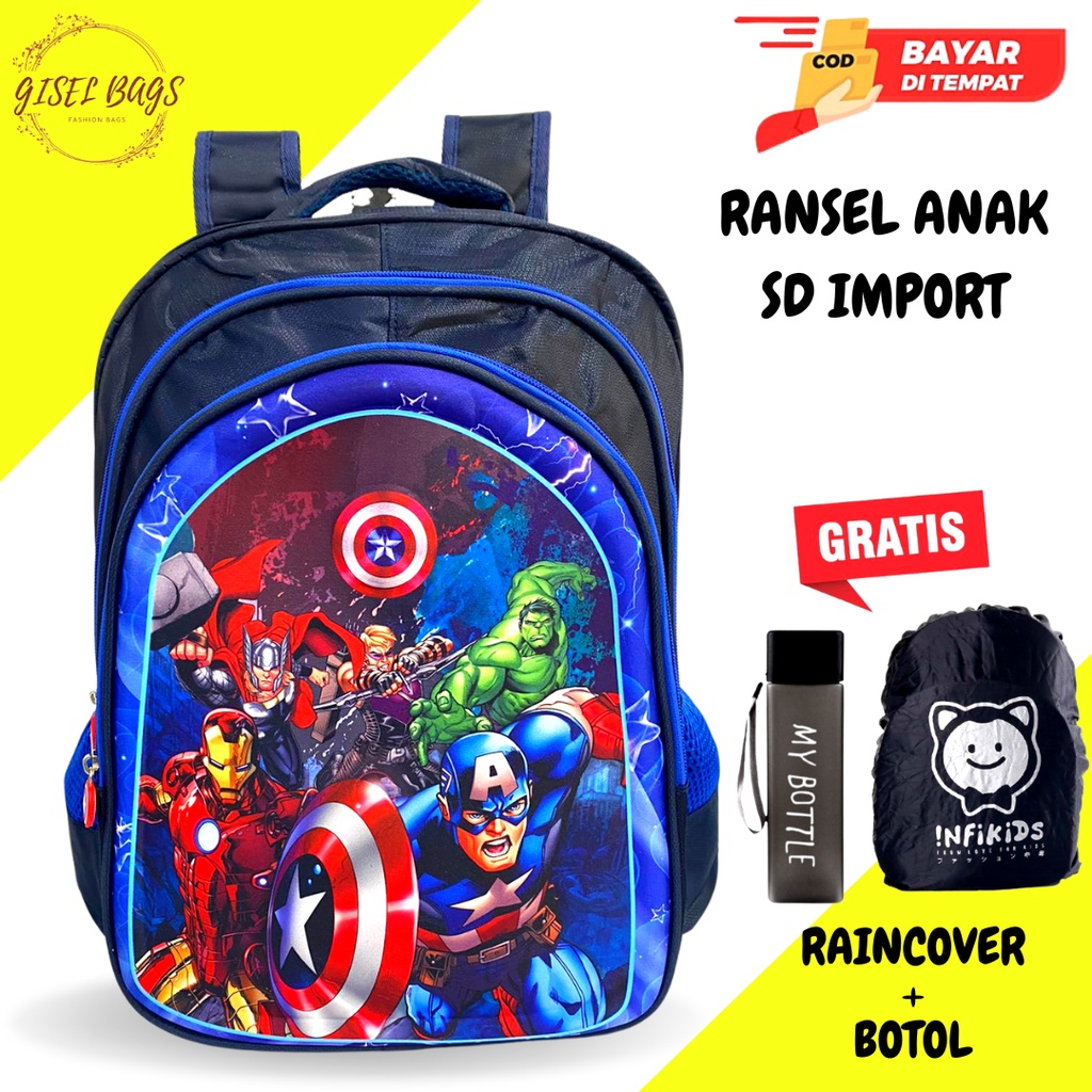 GB tas anak cowok sekolah sd import gambar karakter superhero terbaru