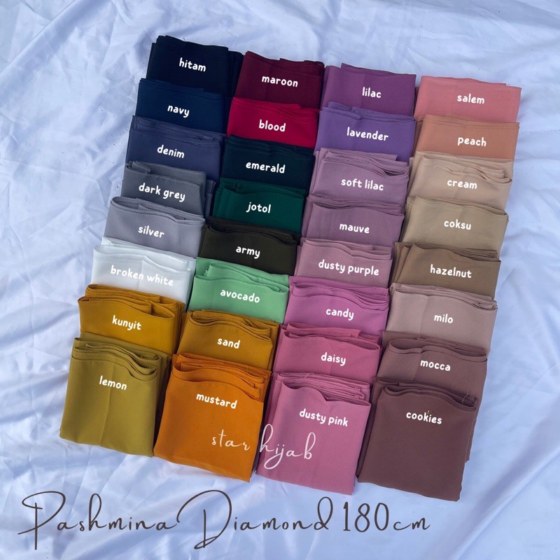 TERMURAH 180 x 75 Pashmina Diamond Italiano Jahit Tepi Part 1