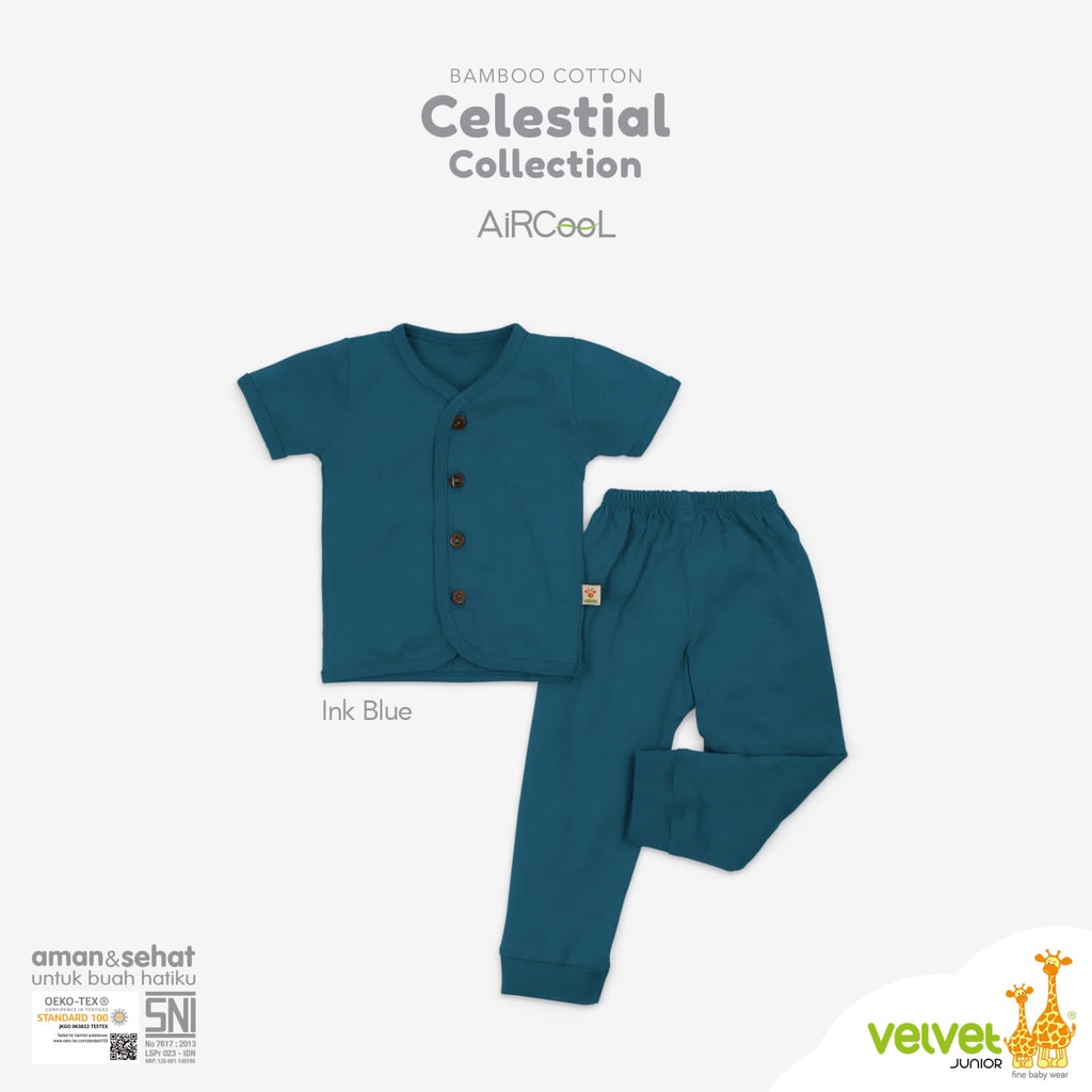 VELVET JUNIOR Celestial Bamboo Cotton Stelan Kancing Tengah Pendek Panjang NB S M L