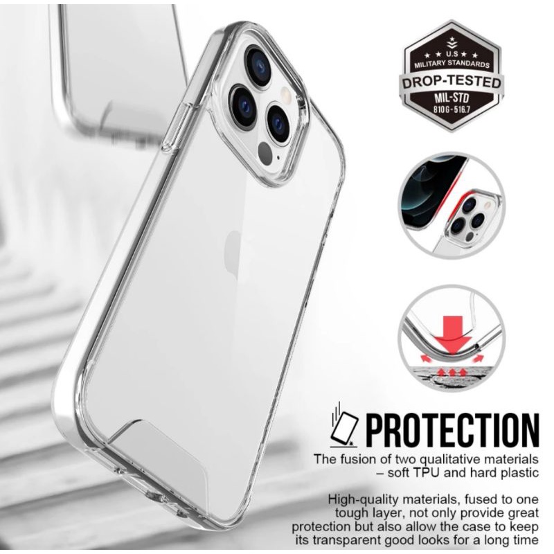 hardcase casing cover clear case iphone 6 7 8 SE bening transparan space elegan full lensa kamera