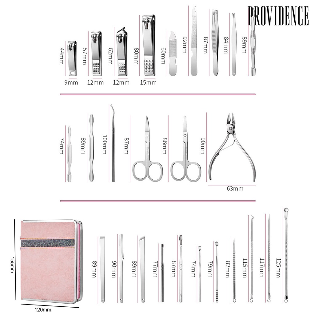 26pcs / Set Alat Manicure Portabel Bahan Stainless Steel Untuk Indoor