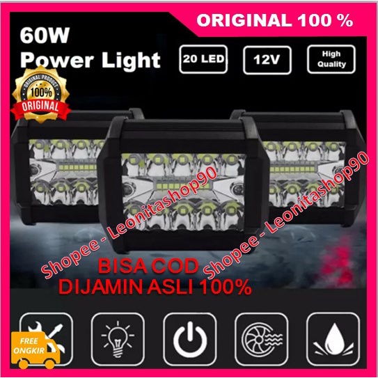 Lampu Sorot 20 Led Lampu Tembak Sorot Touring Offroad LED Motor Mobil 20 Led 100% ORIGINAL
