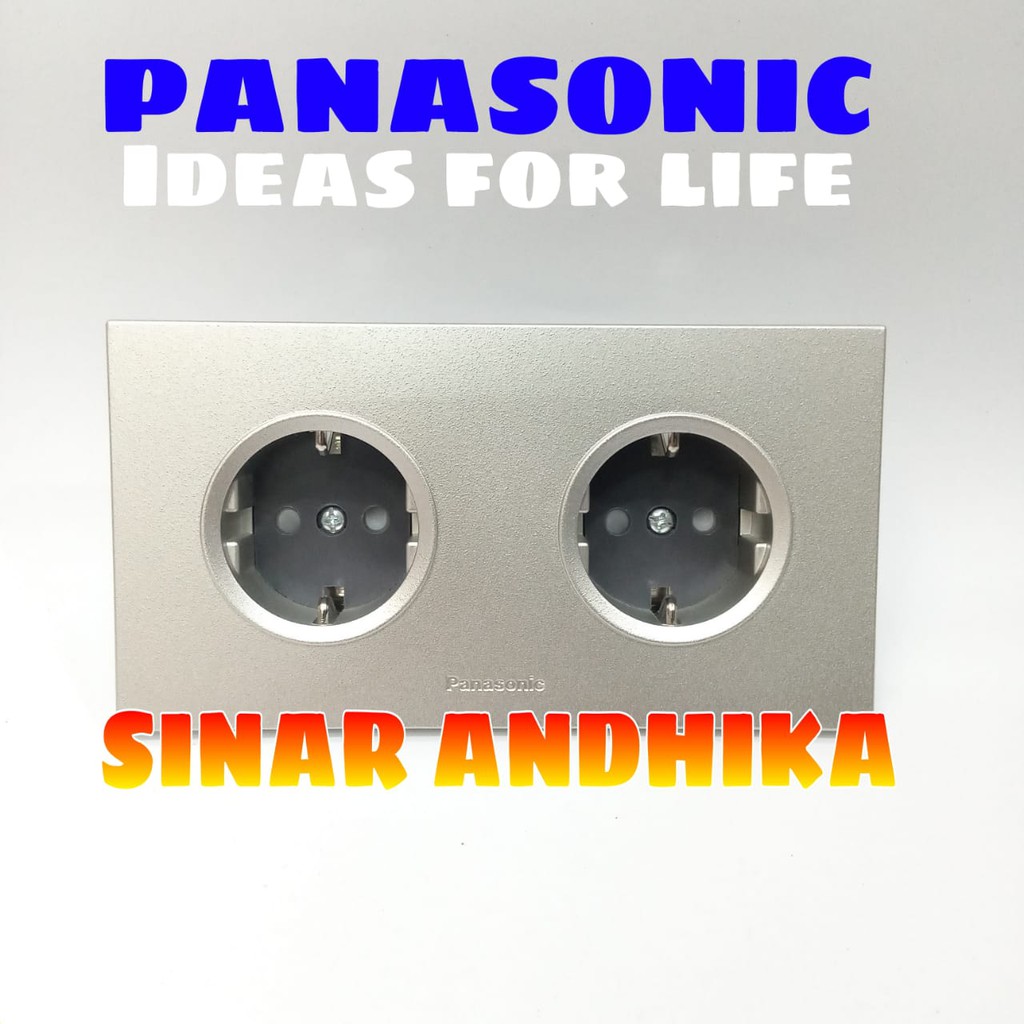 STOP KONTAK DOUBLE GROUNDING (CP) SILVER STYLE E PANASONIC WESJP 11222MWS