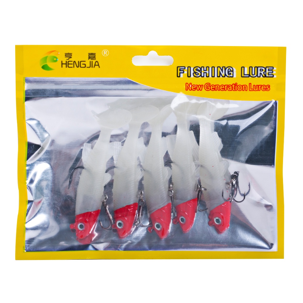 Hengjia 5 Pcs Umpan Pancing Soft Bait Bentuk Ikan Imitasi Bahan Silikon Ukuran 14g / 8cm