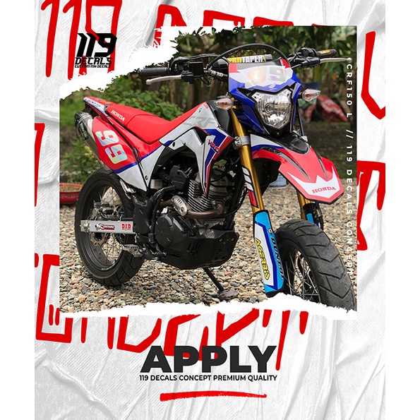 DECAL CRF 150 L FULL BODY 119 DECALS / DECAL KLX / DECAL DTRACKER KOMBINASI HOLO, CHROME, GOLD