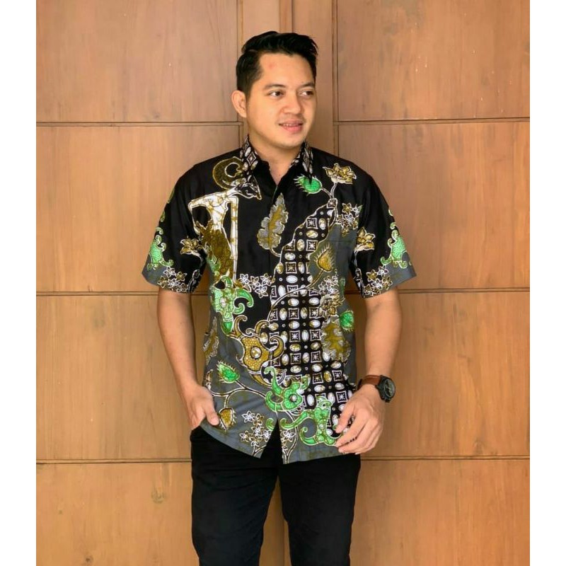 BAJU PRIA PENDEK~kemeja batik wayang pandawa
